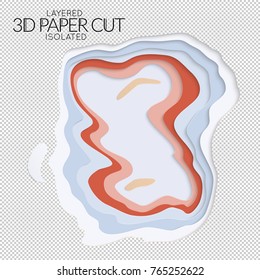 Abstract 3D paper cut art shape. Vector  paper cut layers create topography map concept or smooth origami paper carving craft. Wavy layered material design paper art isolated design element.
