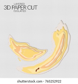 Abstract 3D paper cut art shape. Vector  paper cut layers create topography map concept or smooth origami paper carving craft. Wavy layered material design paper art isolated design element.