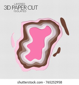 Abstract 3D paper cut art shape. Vector  paper cut layers create topography map concept or smooth origami paper carving craft. Wavy layered material design paper art isolated design element.