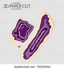 Abstract 3D paper cut art shape. Vector  paper cut layers create topography map concept or smooth origami paper carving craft. Wavy layered material design paper art isolated design element.