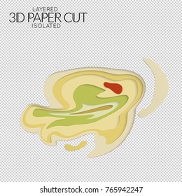 Abstract 3D paper cut art shape. Vector  paper cut layers create topography map concept or smooth origami paper carving craft. Wavy layered material design paper art isolated design element.