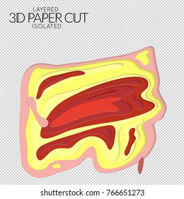 Abstract 3D paper cut art shape. Vector  paper cut layers create topography map concept or smooth origami paper carving craft. Wavy layered material design paper art isolated design element.