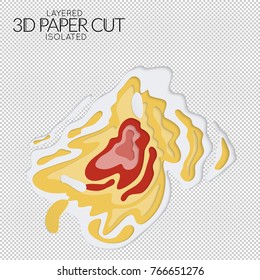Abstract 3D paper cut art shape. Vector  paper cut layers create topography map concept or smooth origami paper carving craft. Wavy layered material design paper art isolated design element.