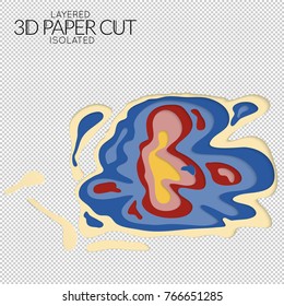 Abstract 3D paper cut art shape. Vector  paper cut layers create topography map concept or smooth origami paper carving craft. Wavy layered material design paper art isolated design element.
