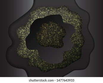Abstract 3d paper cut effect. Black background.  Vector illustration
