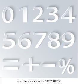 Abstract 3D paper graphic alphabet numbers,  vector