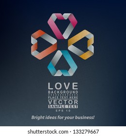 Abstract 3D Paper Graphics with Heart Shape