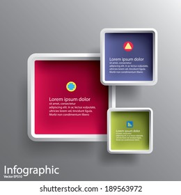 Abstract 3D Paper Graphics for use as illustration or background, square with round corner