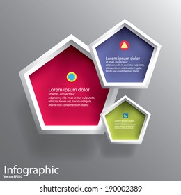 Abstract 3D Paper Graphics for use as illustration or background, Pentagon