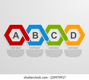 Abstract 3D paper hexagon infographics or timeline template.