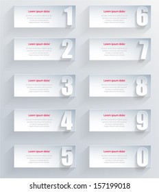 Abstract 3d paper numbered banners. Vector eps10.