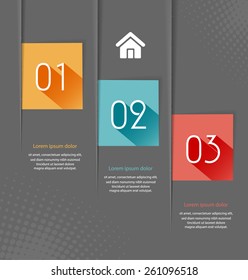 Abstract 3d paper numbered banners/squares buttons. Vector eps10.