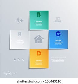 Abstract 3d paper squares infographic elements. Vector eps10.
