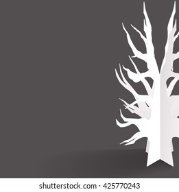 Abstract 3D Paper Tree On Background
