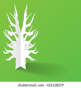 Abstract 3D Paper Trees On Background