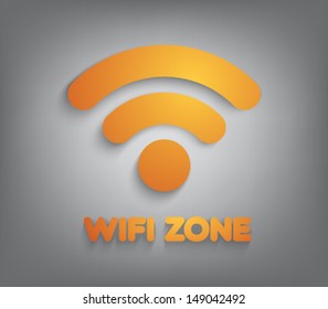 Abstract 3D Paper wifi zone symbol / icon for websites or business design. Pictogram style