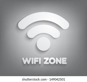 Abstract 3D Paper wifi zone symbol / icon for websites or business design.