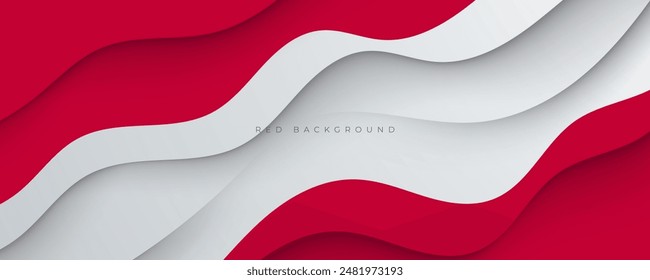 Abstract 3d papercut background red wavy layers design vector