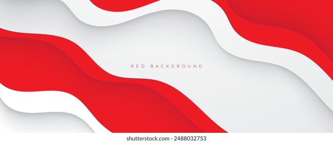 Abstract 3d papercut background red wavy lines texture design vector