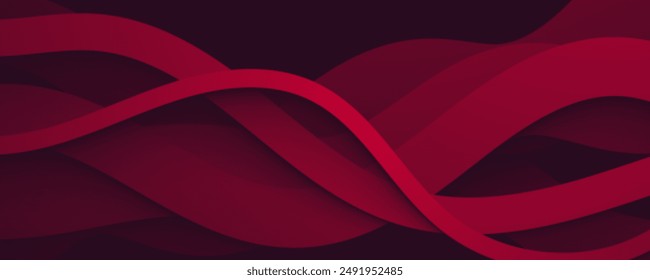 Abstract 3d papercut background red wavy lines texture design vector