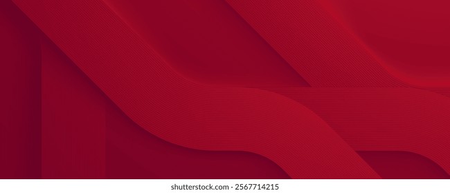 Abstract 3d papercut background red lines texture design vector