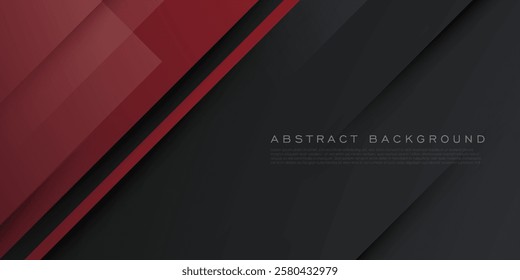 Abstract 3D papercut background with red color shapes pattern on dark gray background. Eps10 vector