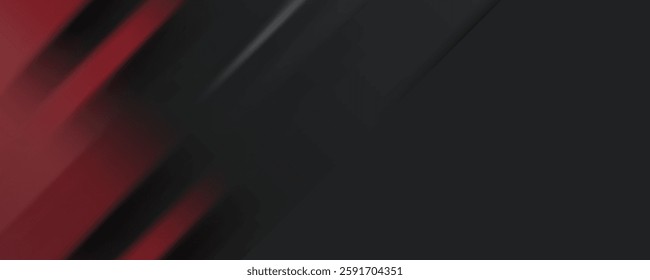 Abstract 3D papercut background with red color shapes pattern on dark gray background.