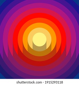 Abstract 3d papercut with shades gradient circles background. Yellow, pink, red and blue colors. Vector modern design.