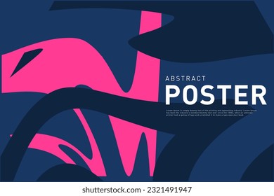 Abstract 3D Pattern with Liquid Elements. Trendy Style for Poster, Website, Placard, Cover in the Pink, Blue Color. Vector Illustration.