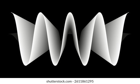 Abstract 3D perspective geometric layer overlay pattern. Music Equalizer Wave isolated on black background with copy space. Vector illustration

