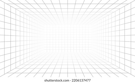 abstract 3d perspective indoor wireframe vector design 