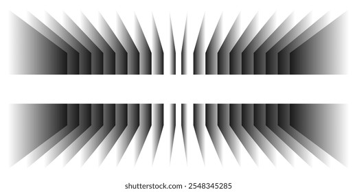 Abstract 3D perspective rectangles overlay pattern black and white, grey gradient on white background. Vector illustration in concept technology, modern, minimal