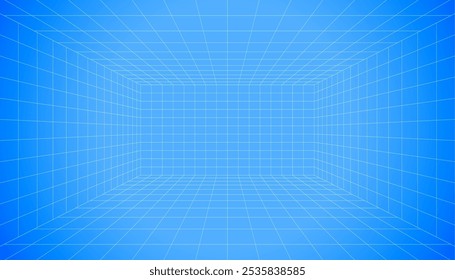 abstract 3d perspective room grid line pattern background design vector