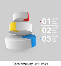 Abstract 3D Pie Chart Infographics. Vector Illustration