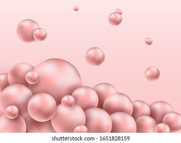 Abstract 3d pink rendering of chaotic spheres in empty space. Futuristic background.Abstract composition with chaotic floating spheres. 3d rendering.