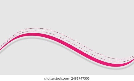 Abstract 3D pink ribbon wave lines elements on white background. Ribbon free style.