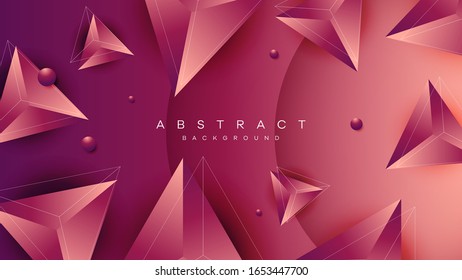 Abstrakter 3D-rosafarbener dreieckiger Hintergrund mit Farbverlauf-Hintergrund. Vektorillustration. EPS10