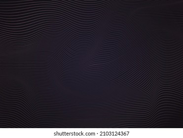 Abstract 3D pink wavy lines art pattern on dark blue background. Vector illustration