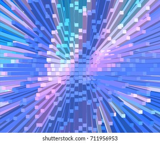 Abstract 3D Pixel Art Isometric Blowing Up Background for Design Project  - Vector Illustration 
