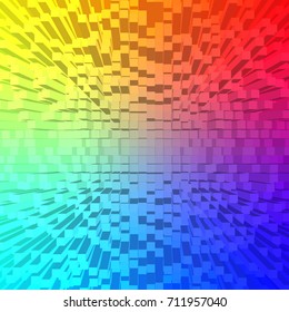 Abstract 3D Pixel Art Isometric Blowing Up Background for Design Project  - Vector Illustration 