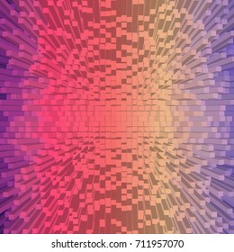 Abstract 3D Pixel Art Isometric Blowing Up Background for Design Project  - Vector Illustration 
