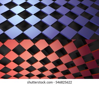 Abstract 3d plane with squares and holes. Vector background.