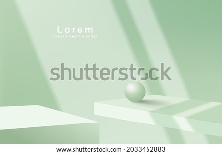 Abstract 3D podium with pastel green minimal wall scene and shadow. Modern vector rendering geometric platform for product display presentation.