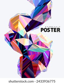 Abstrakte 3D-polygonale Glasformen. Bunte Kristallhintergrund für Poster-Design.