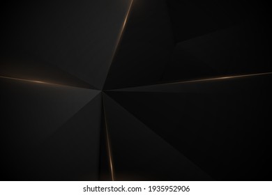 Abstract 3d polygonal pattern luxury black with gold background. Vector illustration