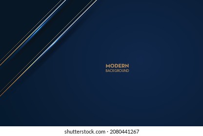 Abstract 3d polygonal pattern luxury dark blue with gold background.