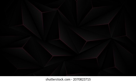 Abstract 3d Polygonal shapes background. Black and pink glow light lines with Futuristic technology digital hi tech concept background