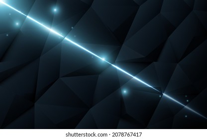 Abstrakte 3D-Polygonal-Formen, Hintergrund mit Leuchtlinien mit futuristischer Technologie, digitaler Hightech-Hintergrund