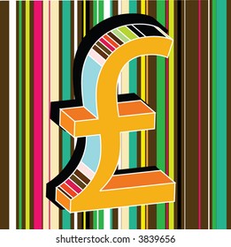 abstract 3d pound sign on colorful lined background