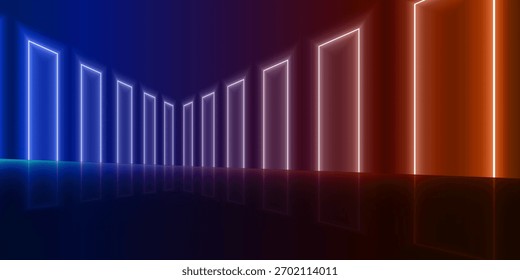 abstract 3D prespective colorful neon bar shine in the dark